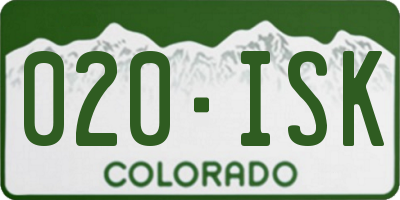 CO license plate 020ISK