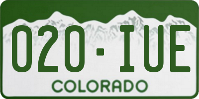 CO license plate 020IUE