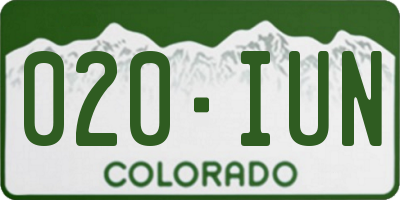 CO license plate 020IUN