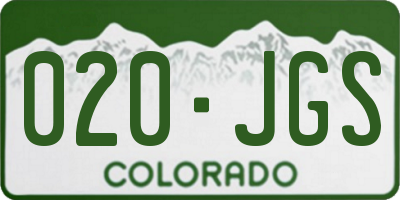 CO license plate 020JGS