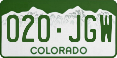 CO license plate 020JGW