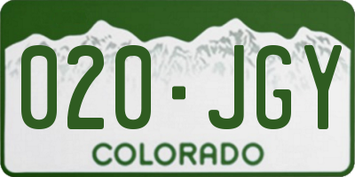 CO license plate 020JGY