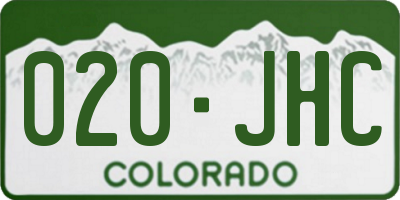 CO license plate 020JHC