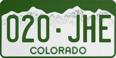 CO license plate 020JHE