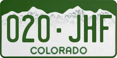 CO license plate 020JHF