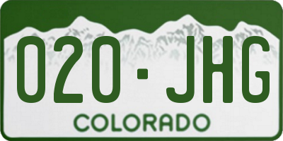 CO license plate 020JHG
