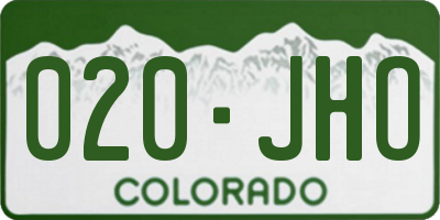 CO license plate 020JHO