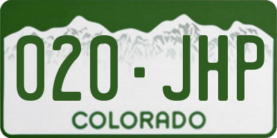 CO license plate 020JHP