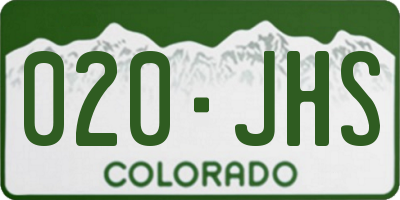 CO license plate 020JHS