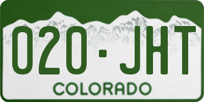 CO license plate 020JHT
