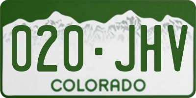 CO license plate 020JHV
