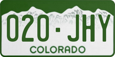 CO license plate 020JHY