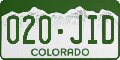 CO license plate 020JID