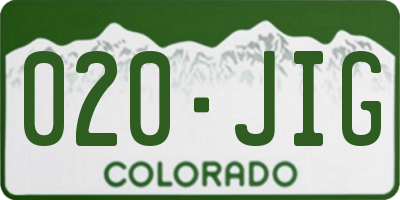 CO license plate 020JIG