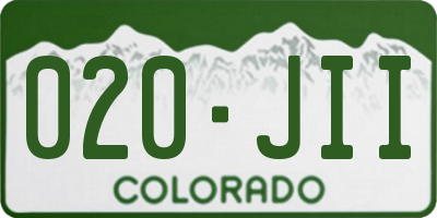 CO license plate 020JII