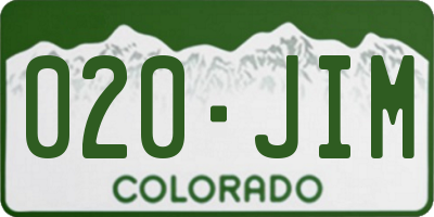 CO license plate 020JIM