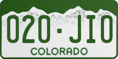 CO license plate 020JIO