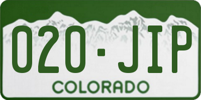CO license plate 020JIP