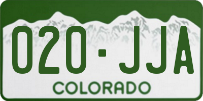 CO license plate 020JJA