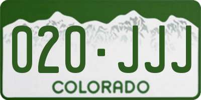 CO license plate 020JJJ