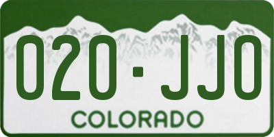 CO license plate 020JJO