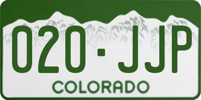 CO license plate 020JJP