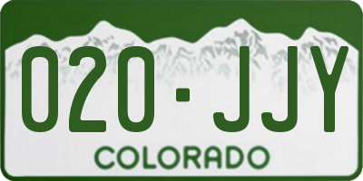 CO license plate 020JJY