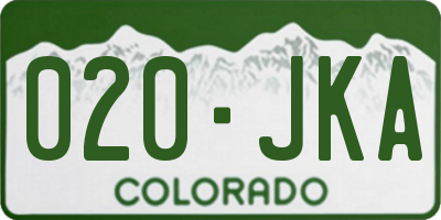 CO license plate 020JKA