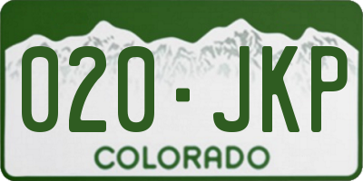 CO license plate 020JKP