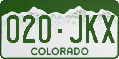 CO license plate 020JKX