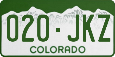 CO license plate 020JKZ