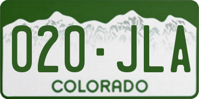 CO license plate 020JLA