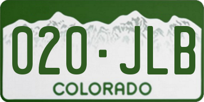 CO license plate 020JLB