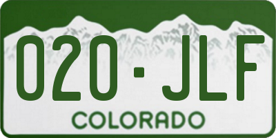 CO license plate 020JLF