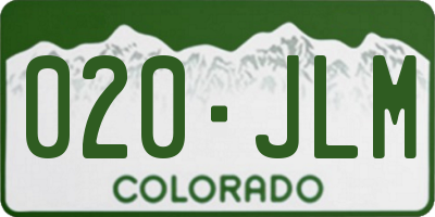 CO license plate 020JLM