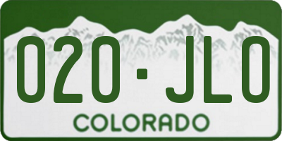 CO license plate 020JLO