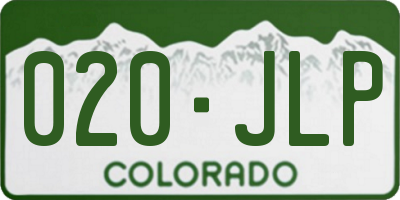 CO license plate 020JLP
