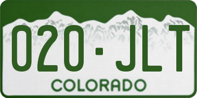 CO license plate 020JLT