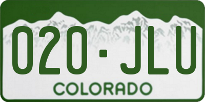 CO license plate 020JLU