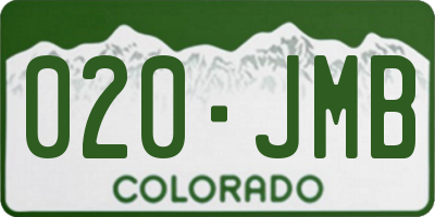 CO license plate 020JMB
