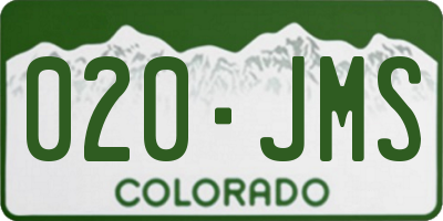 CO license plate 020JMS