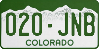 CO license plate 020JNB