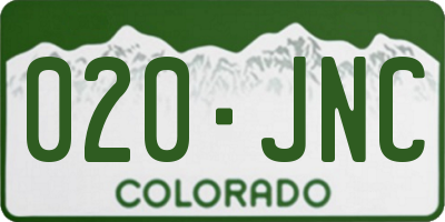 CO license plate 020JNC