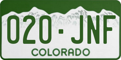 CO license plate 020JNF