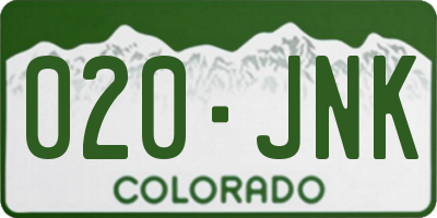 CO license plate 020JNK