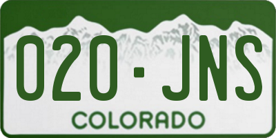 CO license plate 020JNS