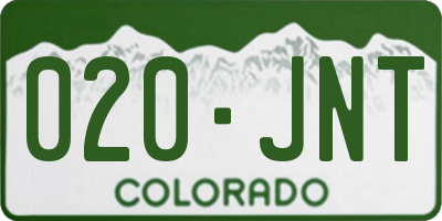 CO license plate 020JNT