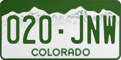 CO license plate 020JNW