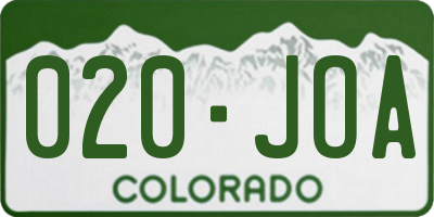 CO license plate 020JOA