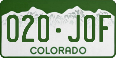 CO license plate 020JOF